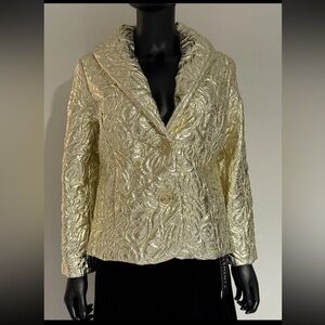 Michael Kors Women Gold Metallic  Button Jacket Size 10 NWT
